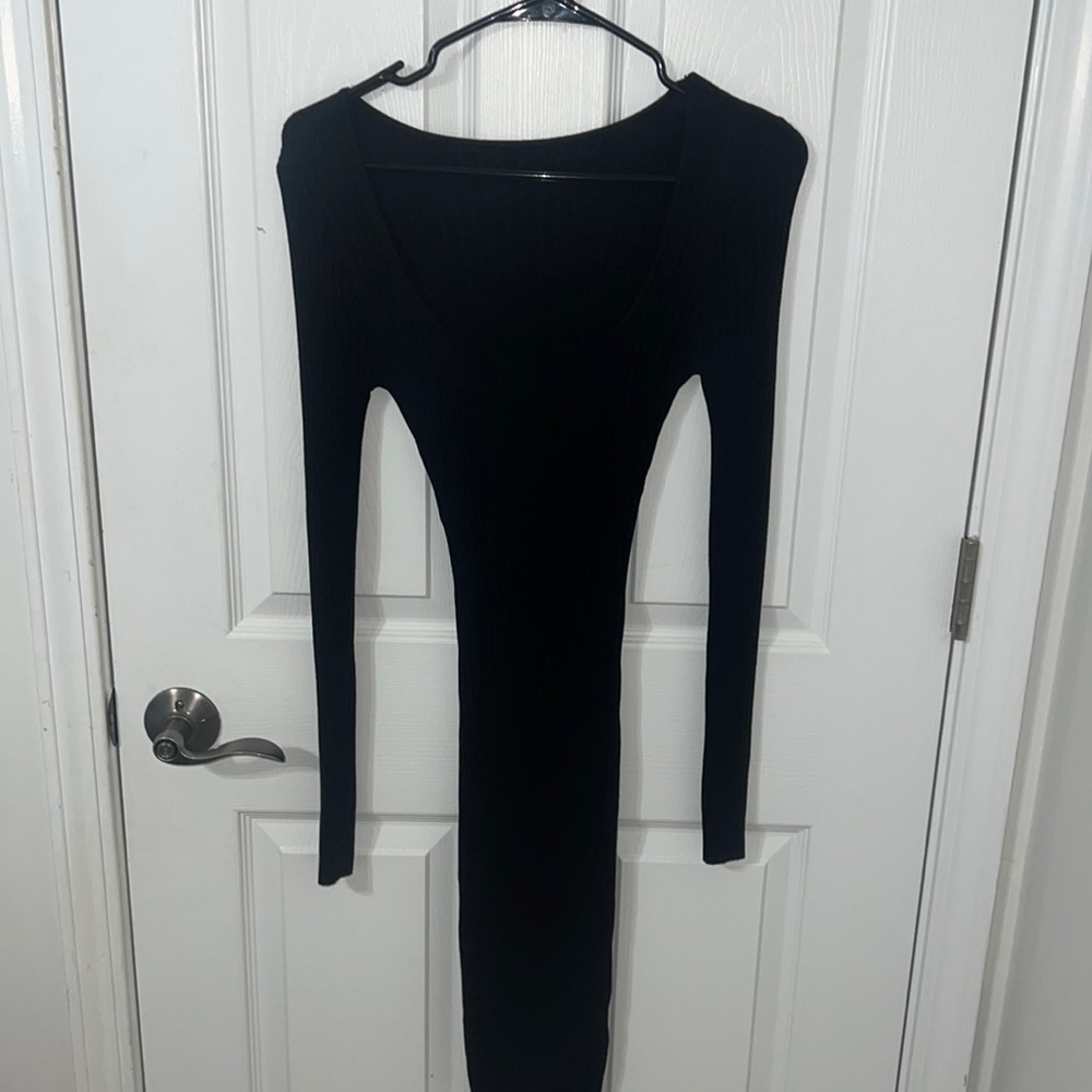 Black Ribbed Dress - Picture 2 of 4